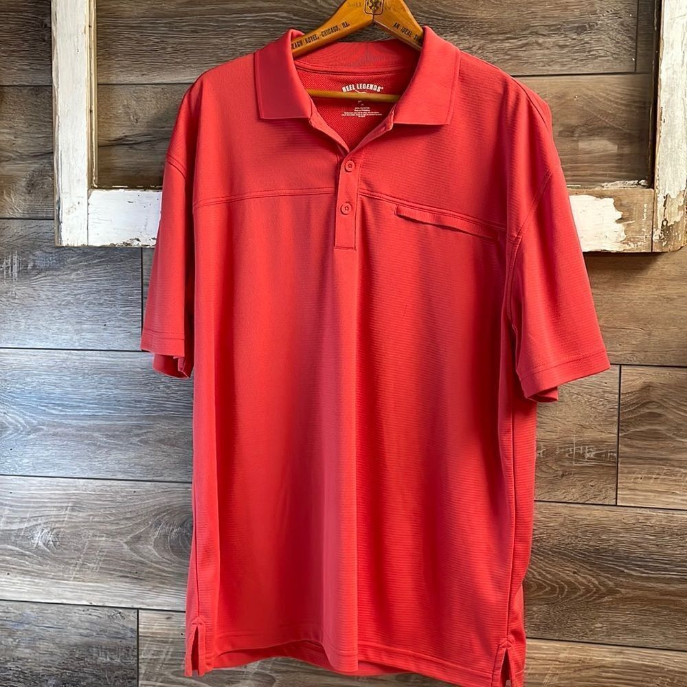 Reel Legends Men’s Polyester Polo Shirt, Size Medium, Red